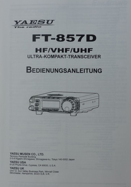 Deutsche Bedienungsanleitung für Yaesu FT-857D