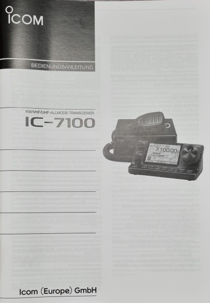 Deutsche Bedienungsanleitung für Icom IC-7100