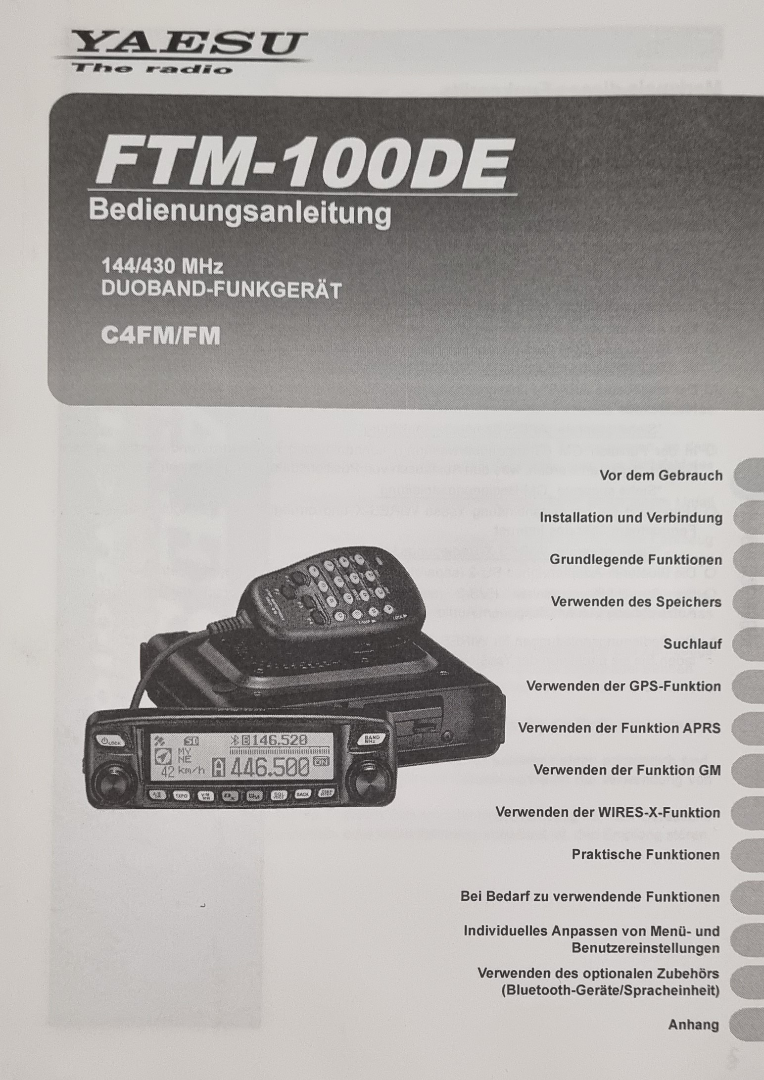 Deutsche Bedienungsanleitung für Yaesu FTM100DE Difona