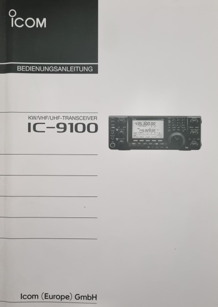 Deutsche Bedienungsanleitung für Icom IC-9100